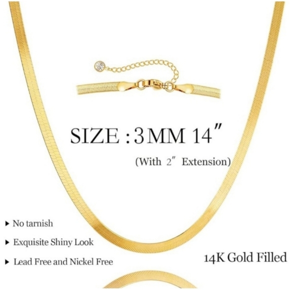 14K GF Herringbone Choker Necklace - Picture 5 of 8